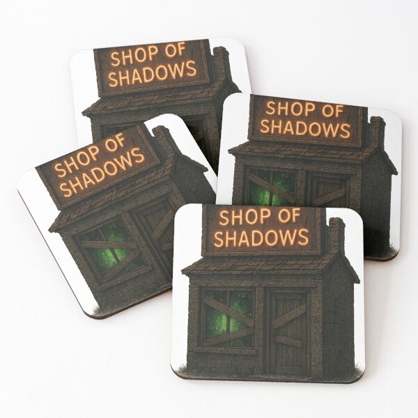 Item preview, Rustic Building with Neon Sign Reading Shop of Shadows designed and sold by Creative88Art.