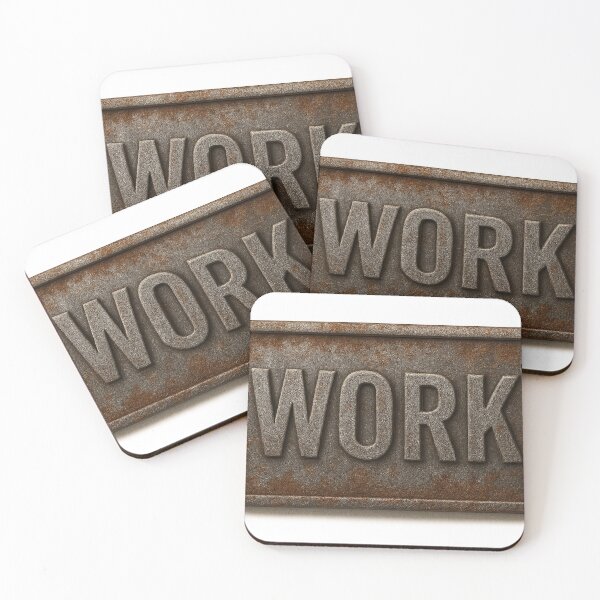 Item preview, Rusted Metallic Sign Displaying the Word WORK on Black Background designed and sold by Creative88Art.