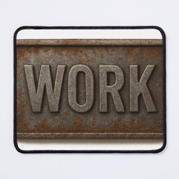 Item preview, Rusted Metallic Sign Displaying the Word WORK on Black Background designed and sold by Creative88Art.