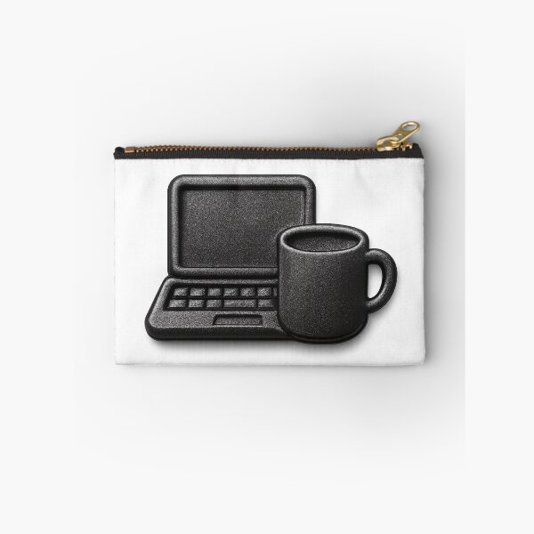 Item preview, Monochromatic Black Laptop and Coffee Mug on Solid Black Background designed and sold by Creative88Art.