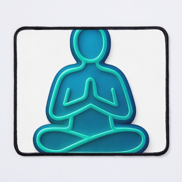 Item preview, Neon Blue Outline of a Meditating Person on Black Background designed and sold by Creative88Art.