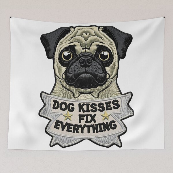 Item preview, Dog Kisses Fix Everything Cute Pug Illustration Funny Pet Lover Gift designed and sold by ArtDesignTp.