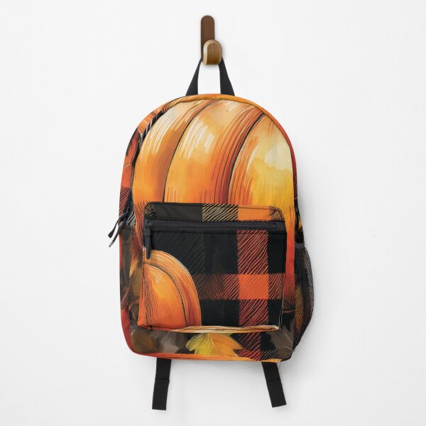 Item preview, Vintage boho autumn pumpkin, plaid, fall leaves, burnt orange botanicals, fall season leaves, orange and black plaid decor designed and sold by navitalidesign.