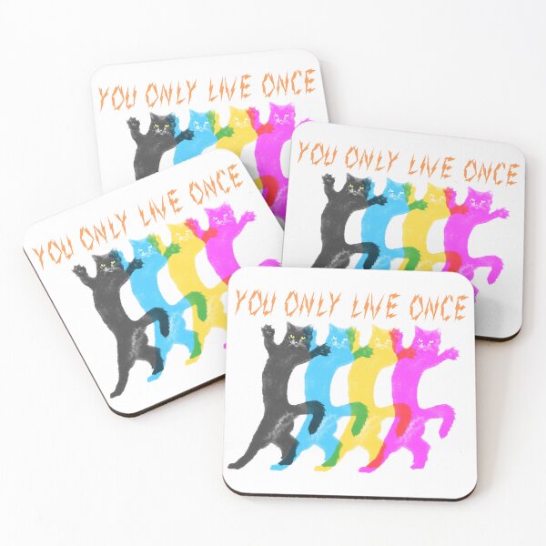 Item preview, YOLO – You Only Live Once　Colorful Cat Dance　Electric shock logo Font Orange designed and sold by YellowMagicJP.