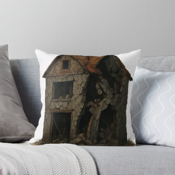 Item preview, Dilapidated Two Story House with Cracked Walls and Thatch Roof designed and sold by Creative88Art.