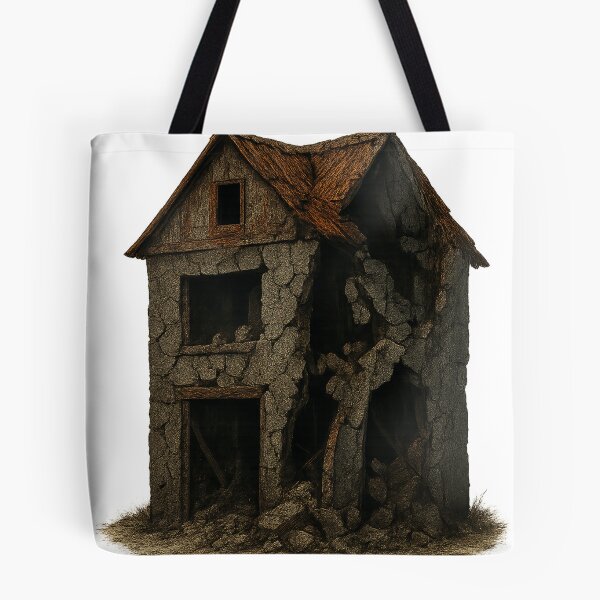 Item preview, Dilapidated Two Story House with Cracked Walls and Thatch Roof designed and sold by Creative88Art.