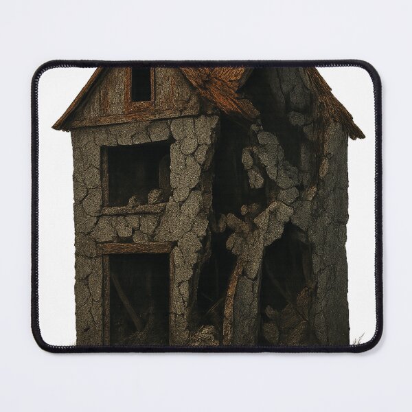 Item preview, Dilapidated Two Story House with Cracked Walls and Thatch Roof designed and sold by Creative88Art.