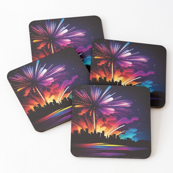 Item preview, SILHOUETTE ART - Fireworks Exploding over City- Art Styles  designed and sold by CleverCulture.