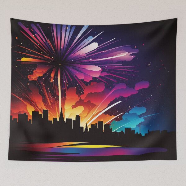 Item preview, SILHOUETTE ART - Fireworks Exploding over City- Art Styles  designed and sold by CleverCulture.