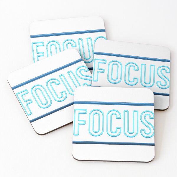 Item preview, Neon Blue Focus Text with Glowing Rectangular Border on Black designed and sold by Creative88Art.
