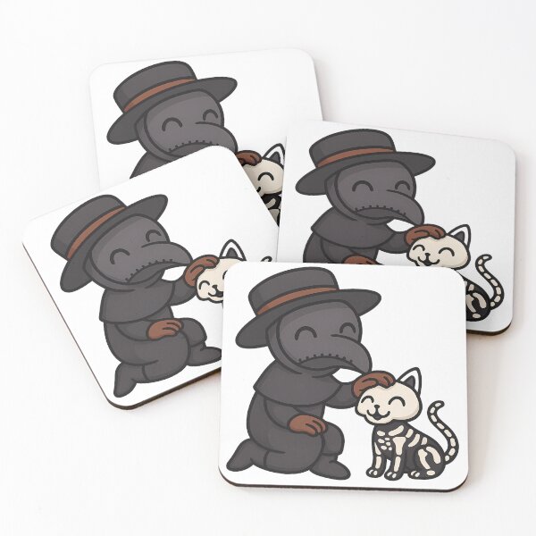 Item preview, Cute Plague Doctor Petting Skeleton Cat – Spooky Cute designed and sold by designsbyhw.