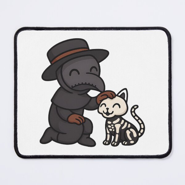 Item preview, Cute Plague Doctor Petting Skeleton Cat – Spooky Cute designed and sold by designsbyhw.