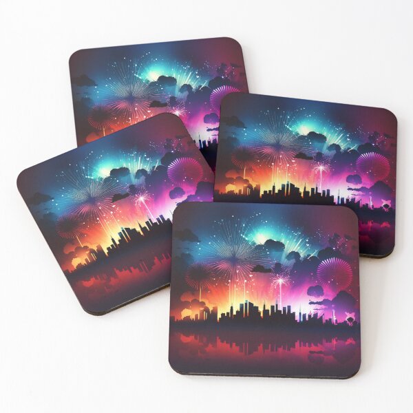 Item preview, SILHOUETTE ART - Fireworks Exploding over City- Art Styles  designed and sold by CleverCulture.