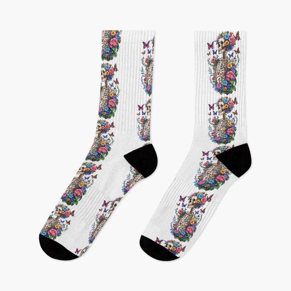 Item preview, Floral Skeleton with Butterflies designed and sold by duckygood.