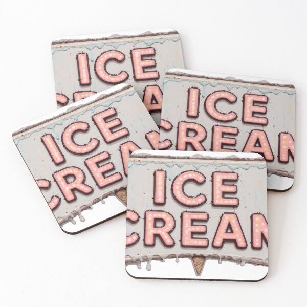 Item preview, Retro Ice Cream Sign with Neon Pink Glow and Cone Detail designed and sold by Creative88Art.