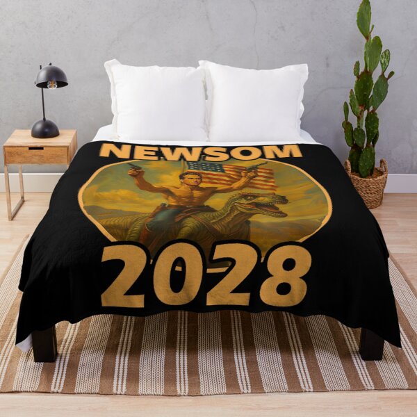 Item preview, Gavin Newsom 2028 Bold Patriotic Leader Riding Dinosaur designed and sold by aicrgph.