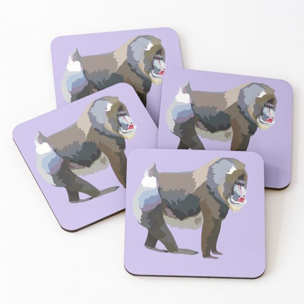 Item preview, M is for Mandrill,Mandrill Illustration – Colourful African Primate Wildlife Art designed and sold by PrettylittlepastelUk.