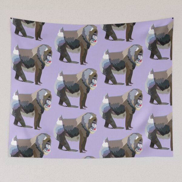 Item preview, M is for Mandrill,Mandrill Illustration – Colourful African Primate Wildlife Art designed and sold by PrettylittlepastelUk.