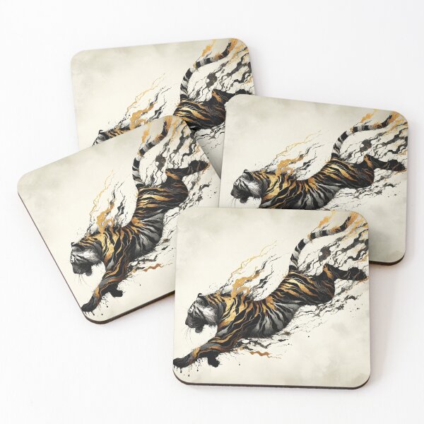 Item preview, Charcoal Gold Tiger Diving, Ai Generated Art  designed and sold by ACC .