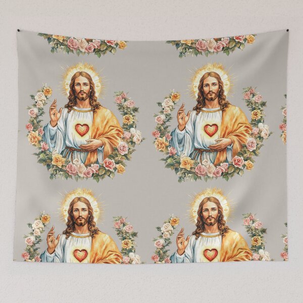 Item preview, Jesus Sacred Heart of God Blessing Religious Christian Catholic designed and sold by tanabe.