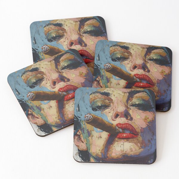 Item preview, Woman Exuding Confidence and Smoke - A Bold Abstract Portrait of Rebellion Music and Vibrant Expression designed and sold by OlfactoART Studio.