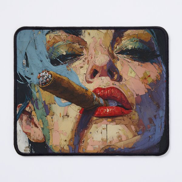 Item preview, Woman Exuding Confidence and Smoke - A Bold Abstract Portrait of Rebellion Music and Vibrant Expression designed and sold by OlfactoART Studio.