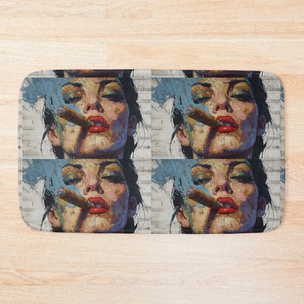 Item preview, Woman Exuding Confidence and Smoke - A Bold Abstract Portrait of Rebellion Music and Vibrant Expression designed and sold by OlfactoART Studio.