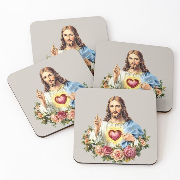 Item preview, Jesus Christ Floral Design Wreath Sacred Heart Christian Catholic designed and sold by tanabe.