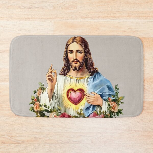 Item preview, Jesus Christ Floral Design Wreath Sacred Heart Christian Catholic designed and sold by tanabe.
