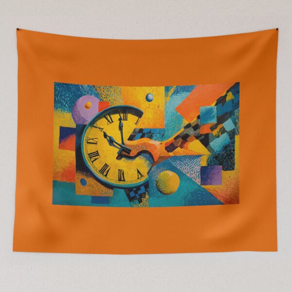Item preview, Dance of Time - A Vibrant Surreal Celebration of Clocks Color and Energetic Geometry designed and sold by OlfactoART Studio.