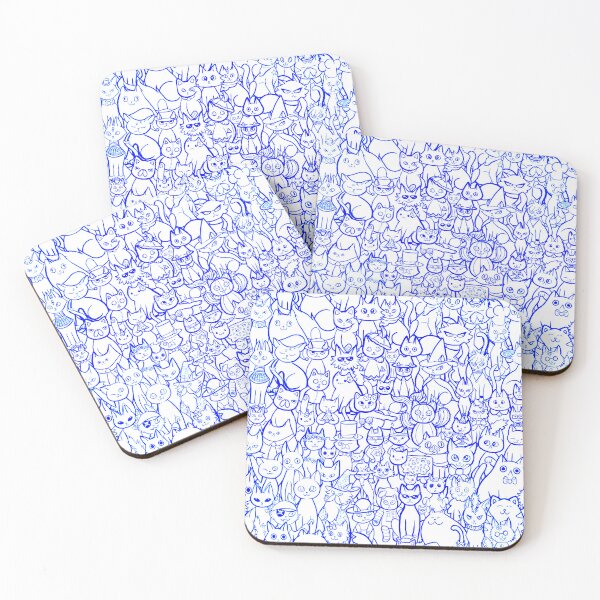 Item preview, Crazy Cat Pattern Blue Lines designed and sold by JurassicParkans.