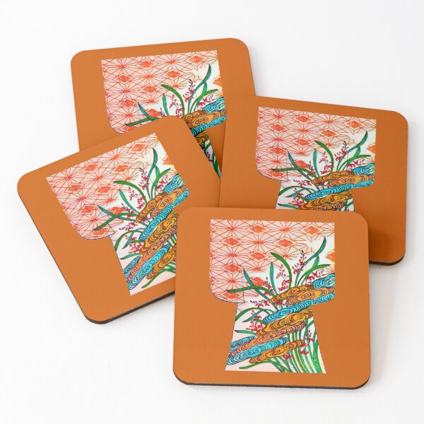 Item preview, Golden Swirls and Scarlet Blossoms designed and sold by WheelieGdArt.
