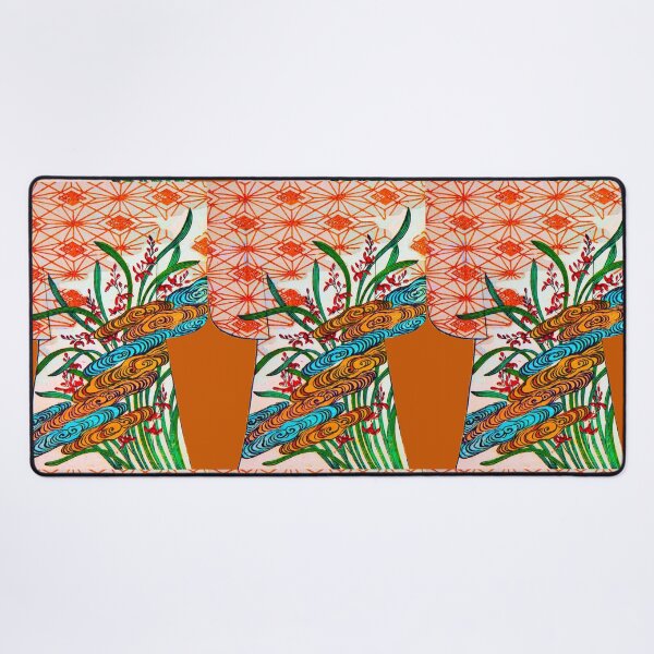 Item preview, Golden Swirls and Scarlet Blossoms designed and sold by WheelieGdArt.
