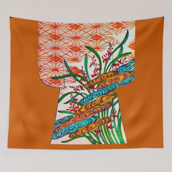 Item preview, Golden Swirls and Scarlet Blossoms designed and sold by WheelieGdArt.
