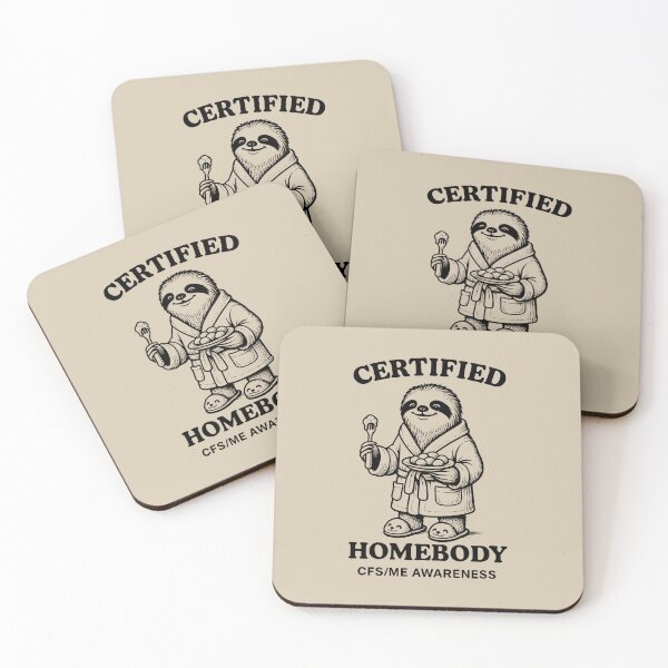 Item preview, CERTIFIED HOMEBODY CFS/ME Awareness - Sloth in Robe Eating - Black designed and sold by Darling DeDe.