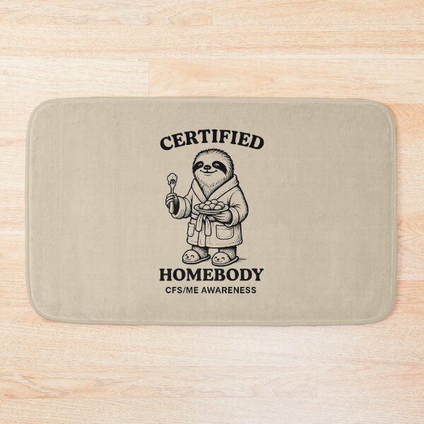 Item preview, CERTIFIED HOMEBODY CFS/ME Awareness - Sloth in Robe Eating - Black designed and sold by Darling DeDe.