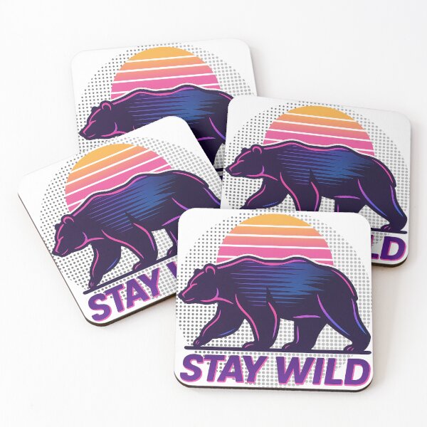 Item preview, Stay Wild Neon Bear – Retro Sunset Design designed and sold by SilentMaple.