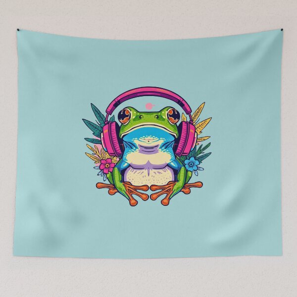 Item preview, Psychedelic Frog DJ with Headphones designed and sold by VibrArtco.