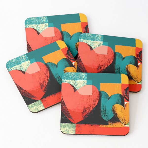 Item preview, Dynamic Hearts Trio - A Vibrant Abstract Celebration of Color Energy and Geometric Expression designed and sold by OlfactoART Studio.