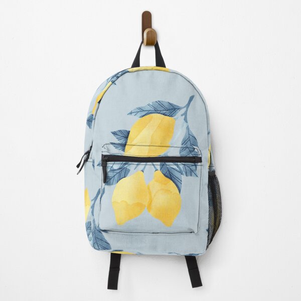 Item preview, Lemons illustration with blue leaves on blue background designed and sold by helga-wigandt.