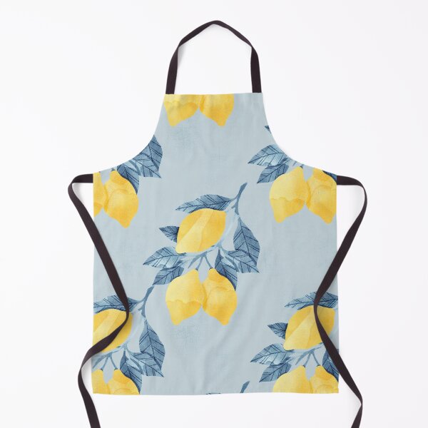Item preview, Lemons illustration with blue leaves on blue background designed and sold by helga-wigandt.