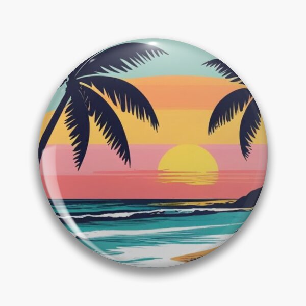 Item preview, Beach Badge – Vintage Surf Scene designed and sold by HUEHATCH.