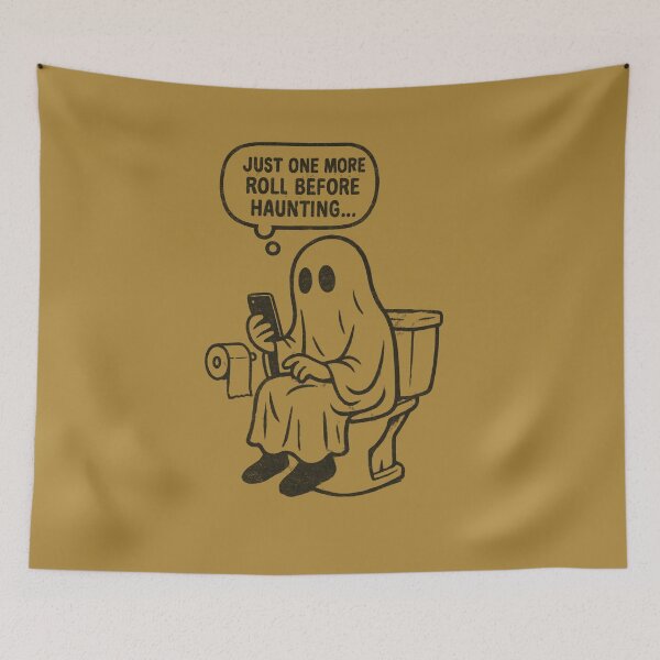 Item preview, Grunge Ghost Scrolling Social Media on the Toilet designed and sold by Meandmyshop.