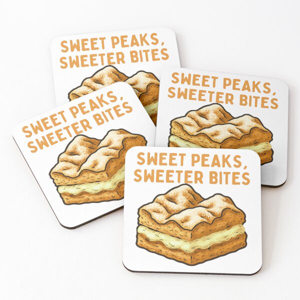 Item preview, Sweet Peaks, Sweeter Bites – funny Karpatka cake illustration designed and sold by dotitoko.