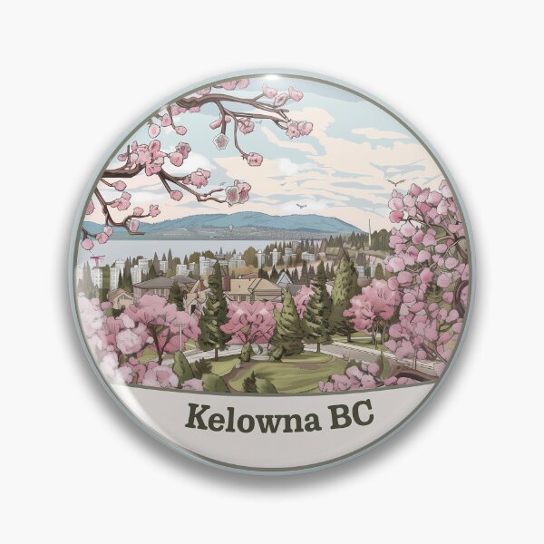 Item preview, Kelowna BC Cherry Blossoms Urban View, Okanagan Springtime Landscape designed and sold by meganohm.