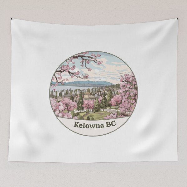 Item preview, Kelowna BC Cherry Blossoms Urban View, Okanagan Springtime Landscape designed and sold by meganohm.