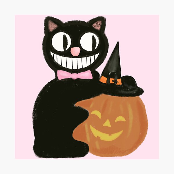 Item preview, old school halloween cat & pumpkin designed and sold by abby cartwright.