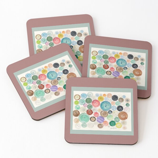 Item preview, Buttons! - watercolor and pen illustration designed and sold by Annie Mason Art.