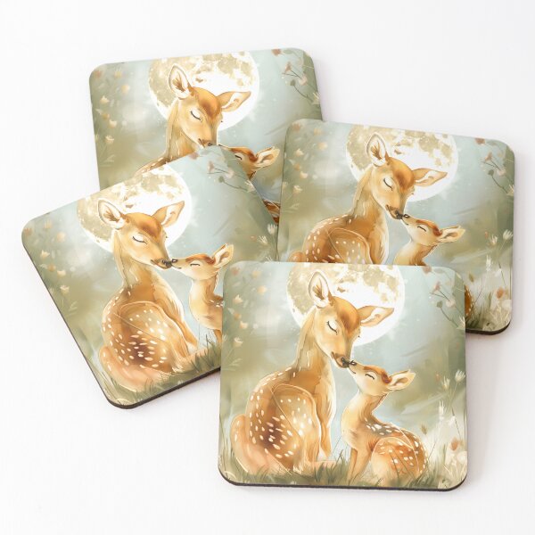 Item preview, Mother Deer and Fawn – Calm Moonlit Affection designed and sold by WabiSabiSjak.