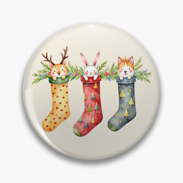 Item preview, Animal Stockings Christmas Coquette Watercolor designed and sold by Magnolia Valley Art.